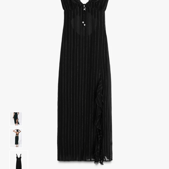 Zara Elegant Black Midi Dress with Slit - Picture 8 of 12